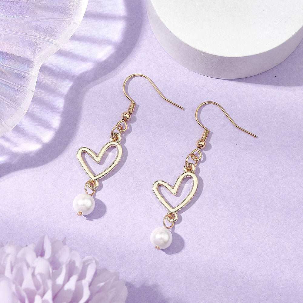 R07 | Golden Stainless Steel Dangle Earrings With Shell Pearls