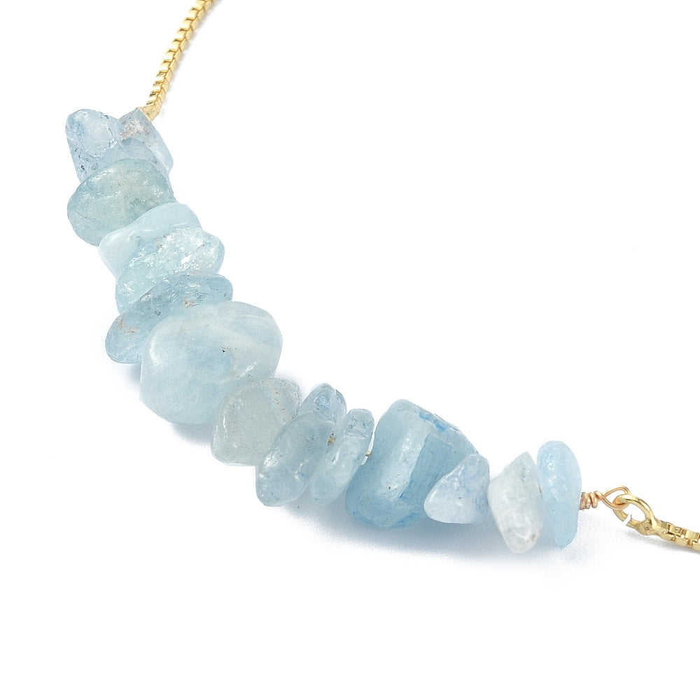 *LAST CHANCE* X14 | Aquamarine Stone Chip & Howlite Golden Bracelets