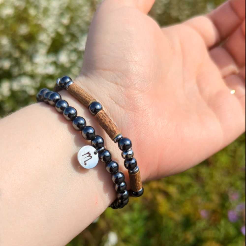 H08 | SCORPIO 6 mm Hematite Bracelet Duo