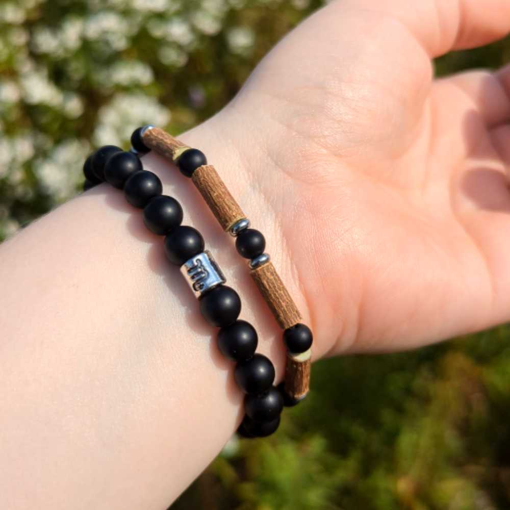 H08 | Duo de bracelets SCORPION 8 mm noir