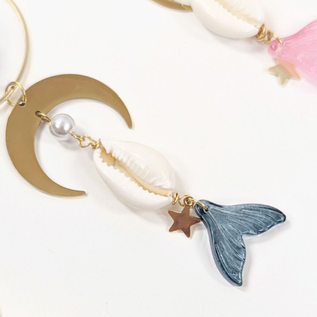 AS07 | Crystal Fishtail With Moon, Sun & Cowrie Shell Suncatcher