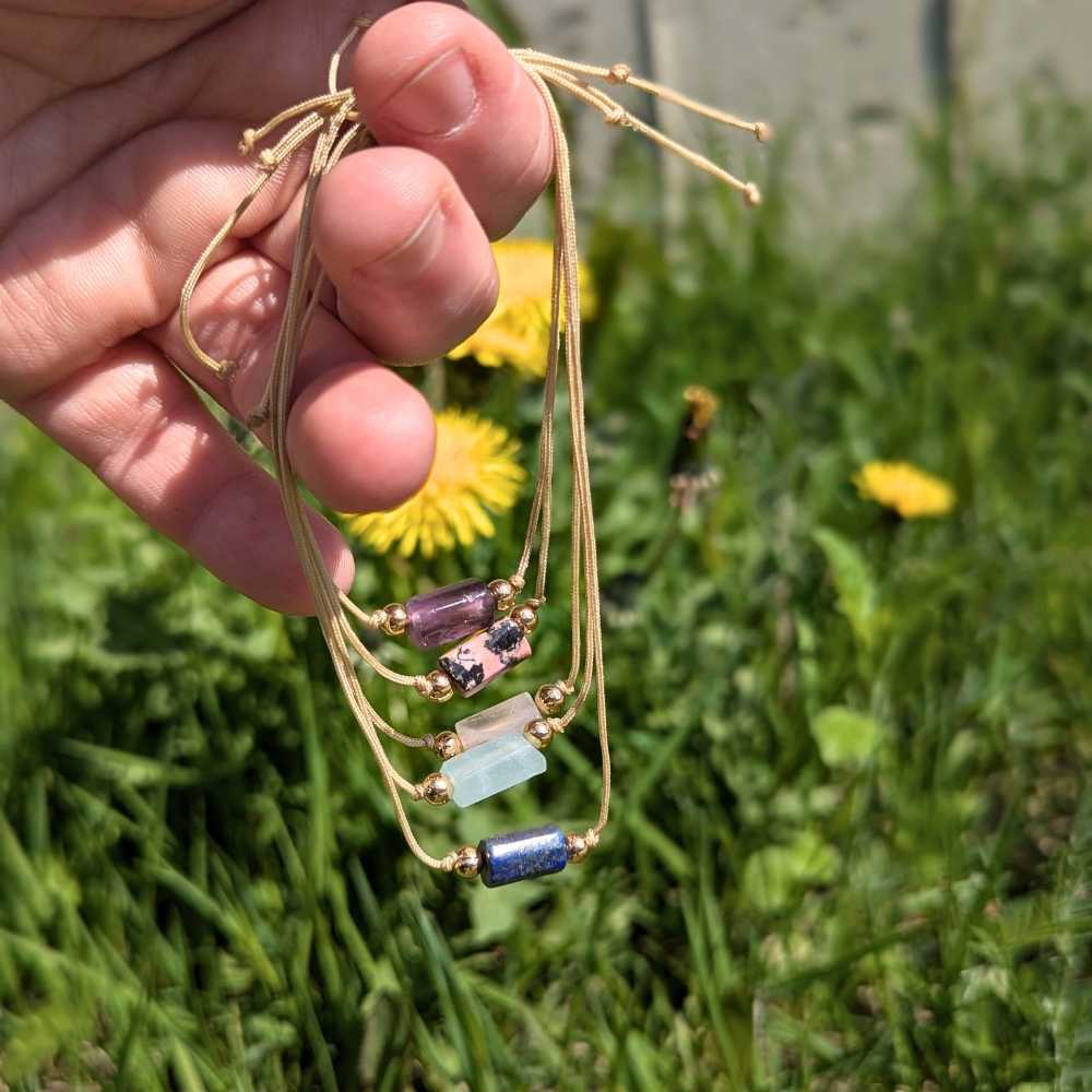 XX19 | Bracelet tressé à glissière avec pierre naturelle
