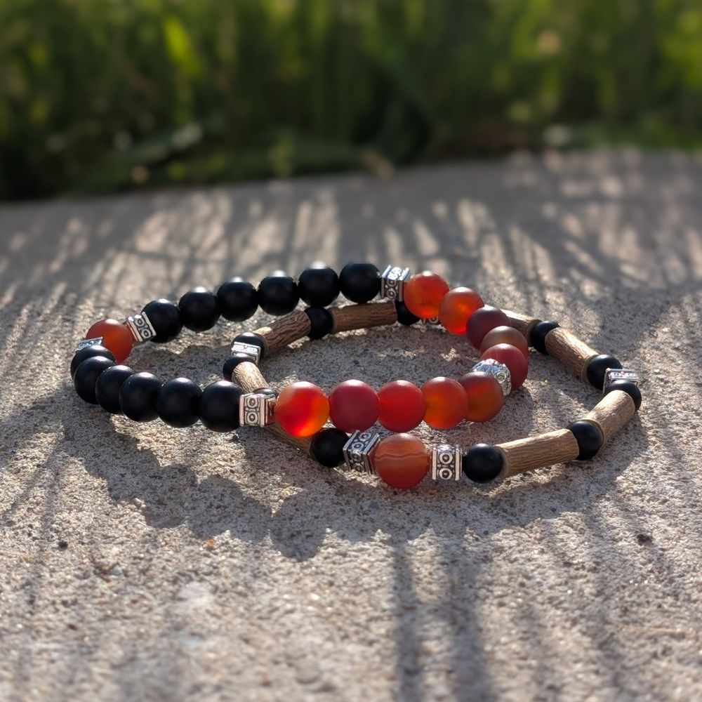 *FATHER'S DAY* | Red Agate Bracelet Set