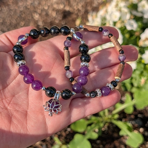 X41 | Bracelets améthyste et tourmaline noire