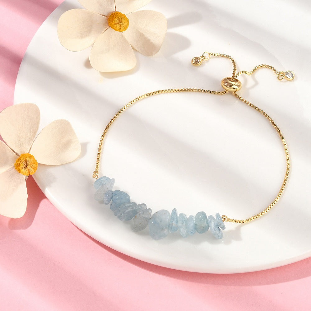 *LAST CHANCE* X14 | Aquamarine Stone Chip & Howlite Golden Bracelets