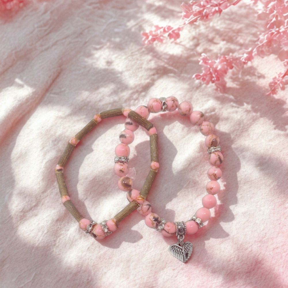 *WOMEN'S DAY* | Love Wings Shell Pink Bracelet Set