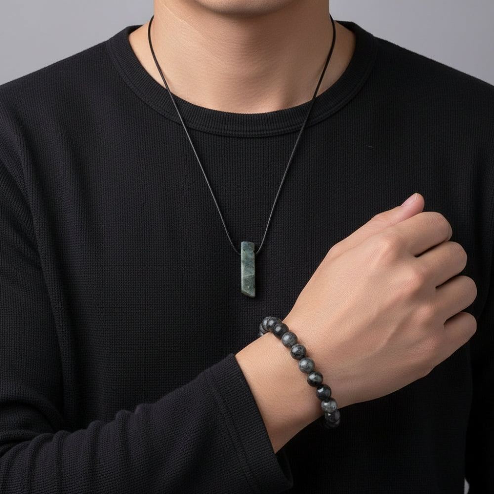 MS01 | Men’s Stretch Bracelet and Pendant Necklace Set