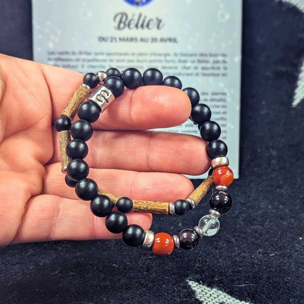 H01 | Duo de bracelets BÉLIER 8 mm noir