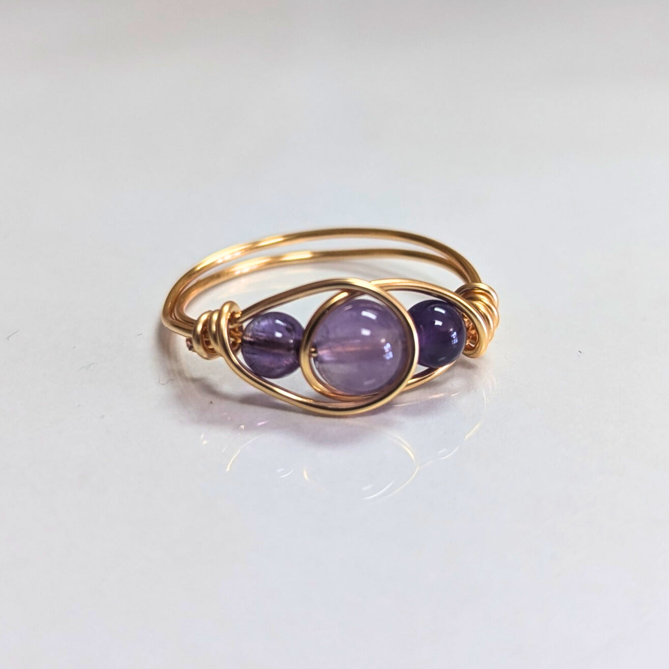 XX23 | Natural Stone 18k Gold Plated Wire Wrapped Ring