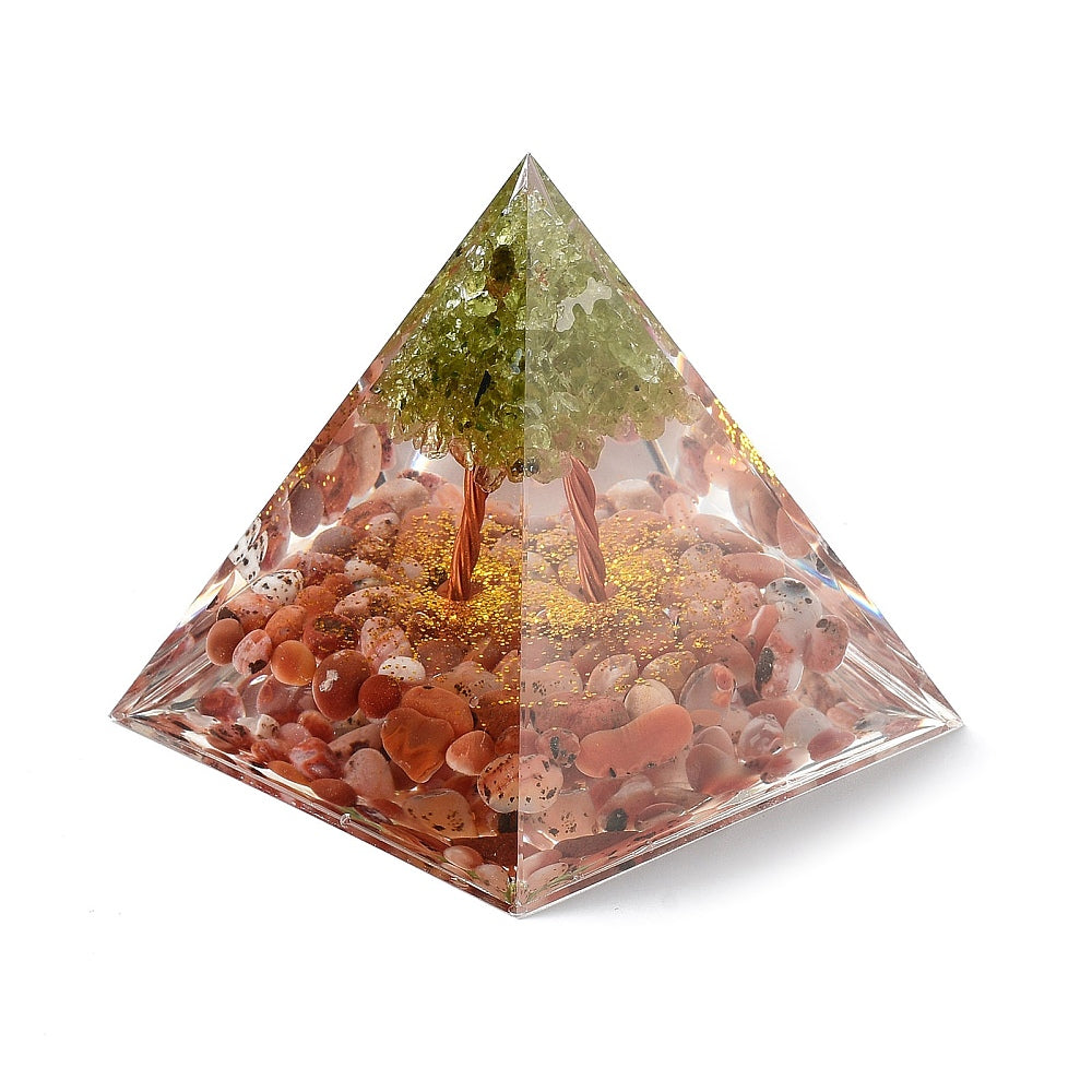 P07 | Carnelian & Peridot Orgonite Pyramid