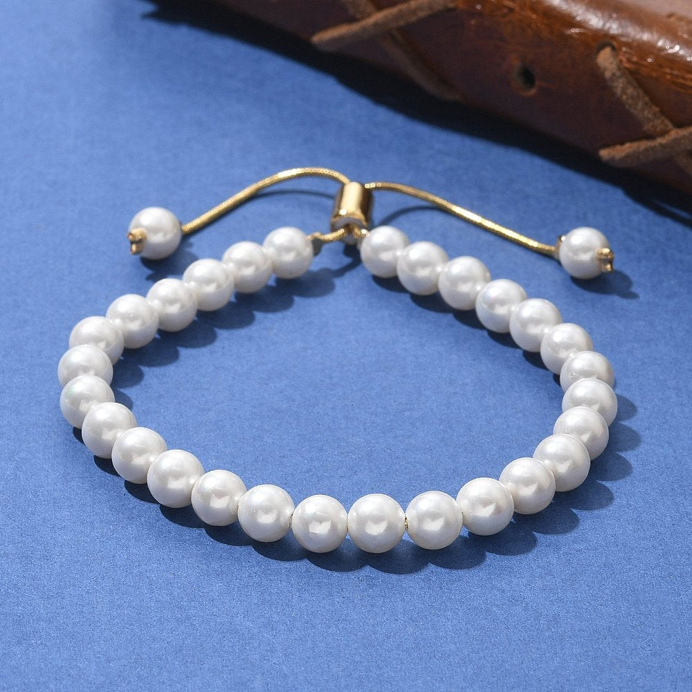 XX04 | Bracelet doré à glissière avec perles rondes