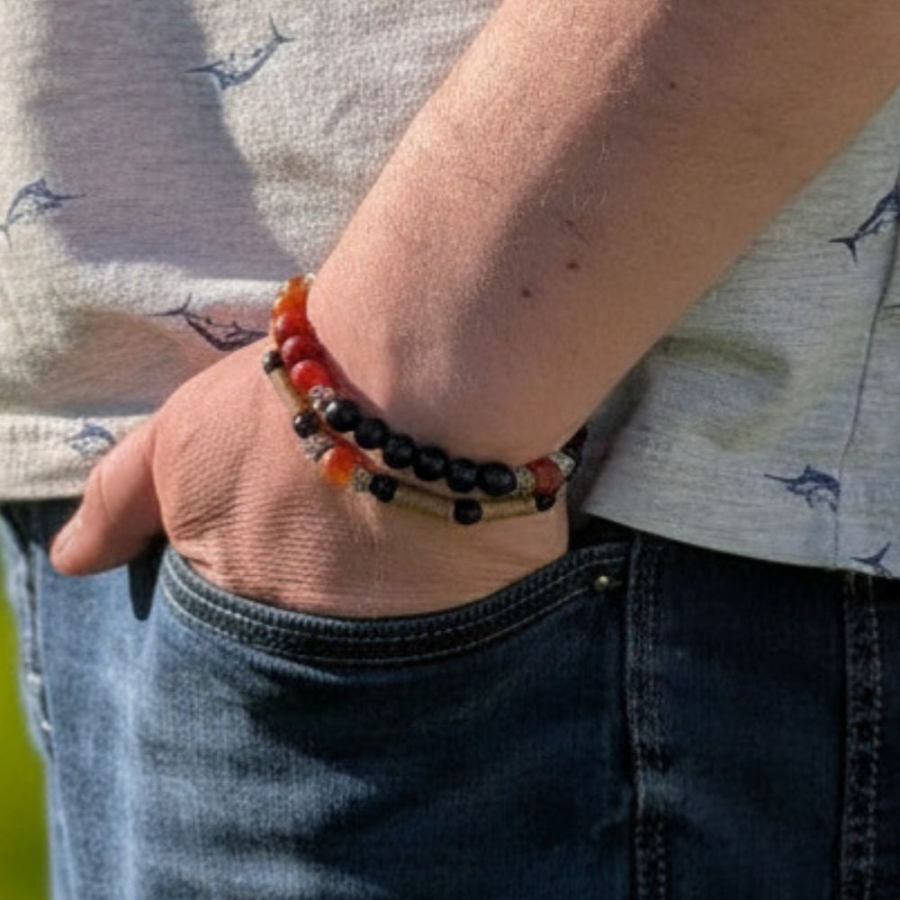 *FATHER'S DAY* | Red Agate Bracelet Set