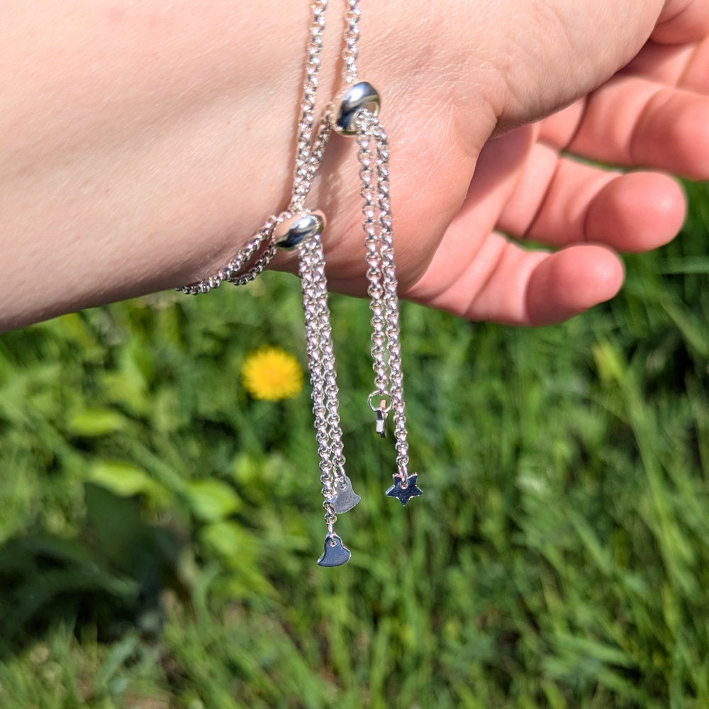 XX22 | Natural White Pearl Silver Slider Bracelet