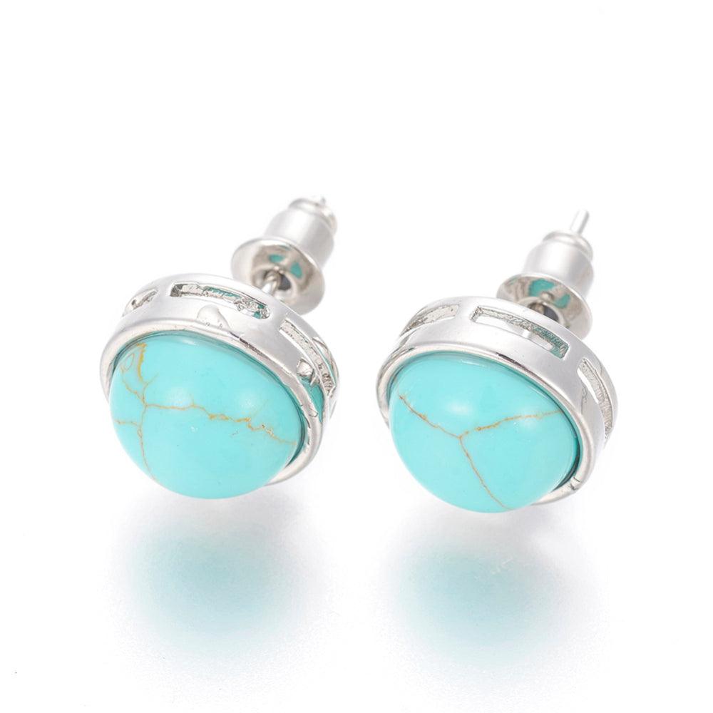 Synthetic Turquoise Stud Earrings - Pur Noisetier | Pure Hazelwood