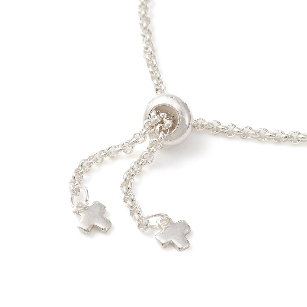 XX22 | Natural White Pearl Silver Slider Bracelet