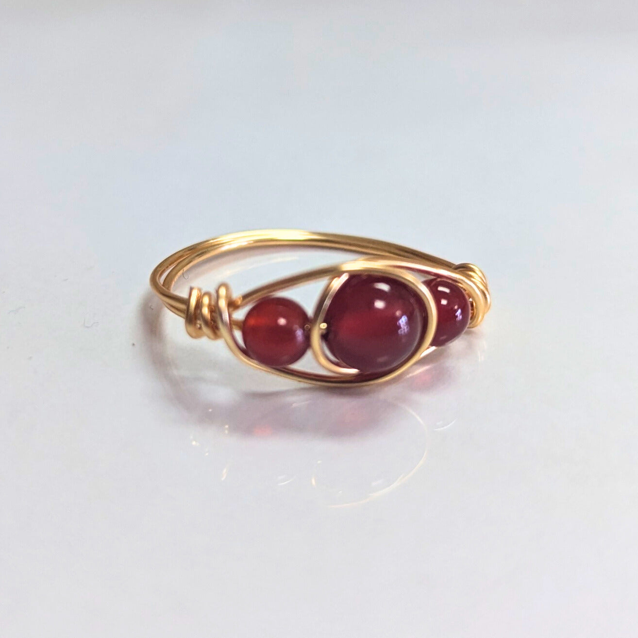 XX23 | Natural Stone 18k Gold Plated Wire Wrapped Ring