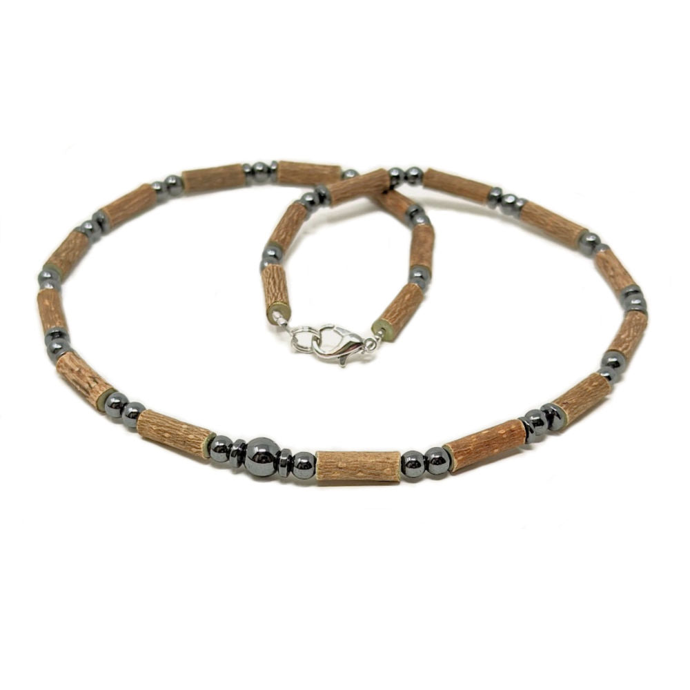 A12 | Hazel Wood & Hematite Adult Necklace