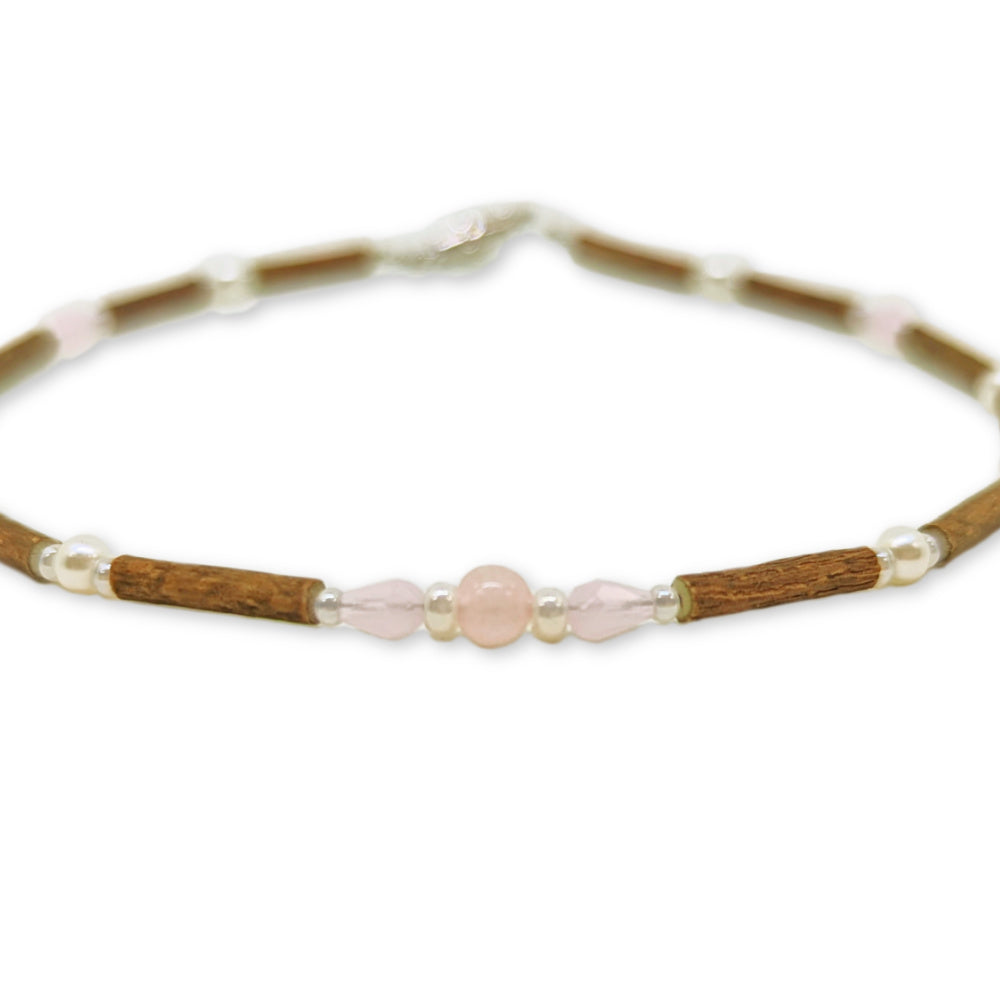 B01 | Hazel Wood & Rose Quartz Baby & Toddler Necklace (0-4 Years)