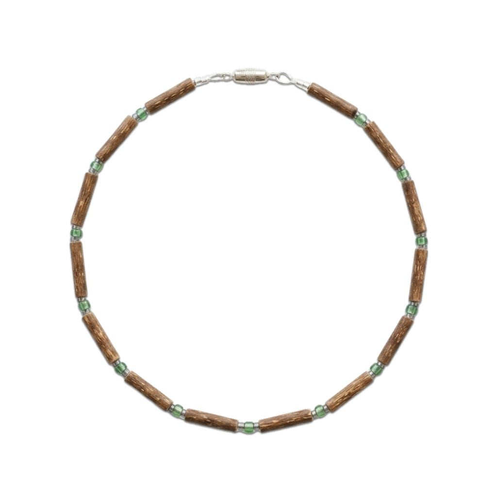 B99 | Hazel Wood, Light Green & Shiny Grey Baby & Toddler Necklace (0-4 Years)