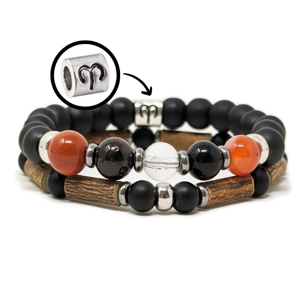 H01 | Duo de bracelets BÉLIER 8 mm noir