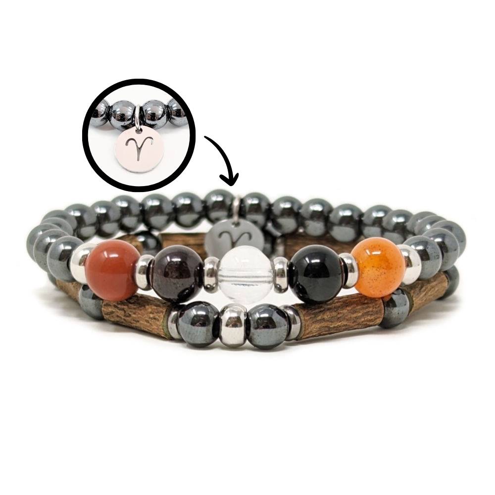 H01 | ARIES 6 mm Hematite Bracelet Duo