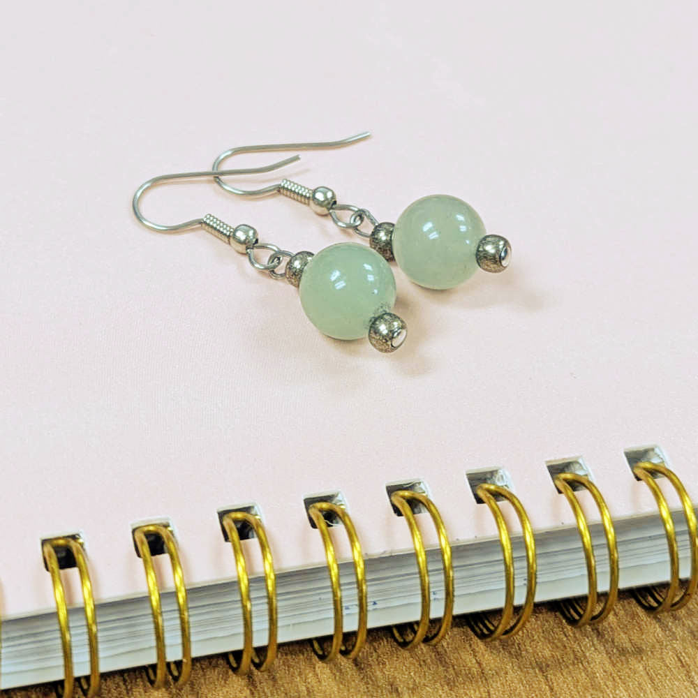 R08 | Silver Dangle Earrings With Natural Aventurine