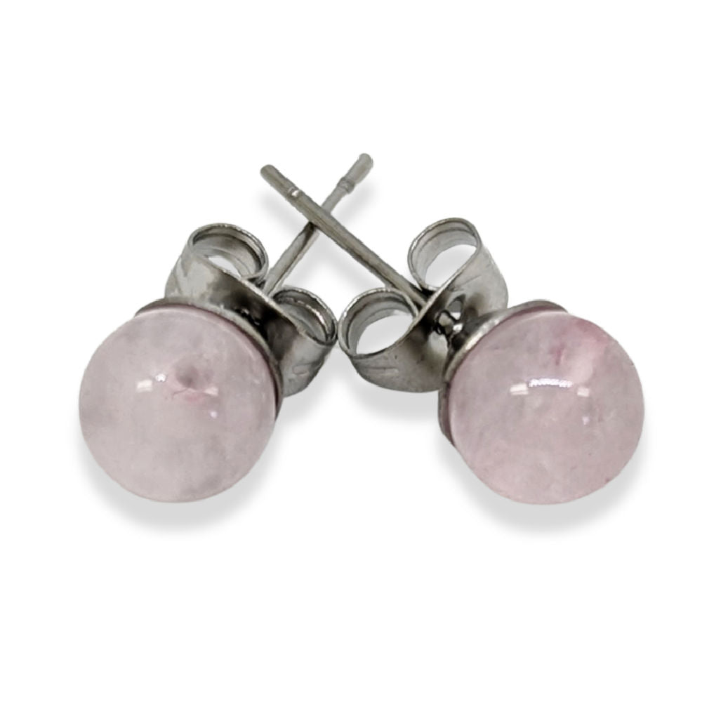 R05 | Natural Rose Quartz Stud Earrings
