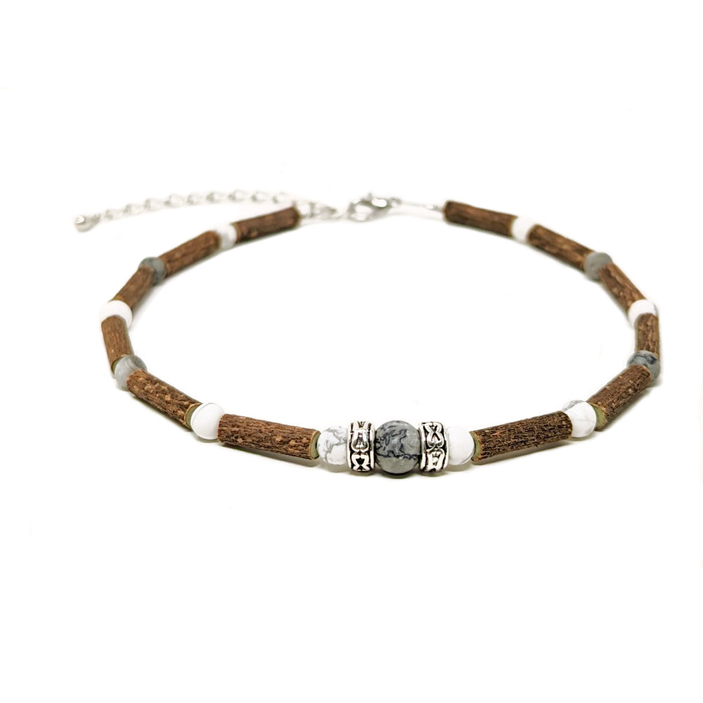 C08 | Hazel wood, Picasso jasper & white howlite