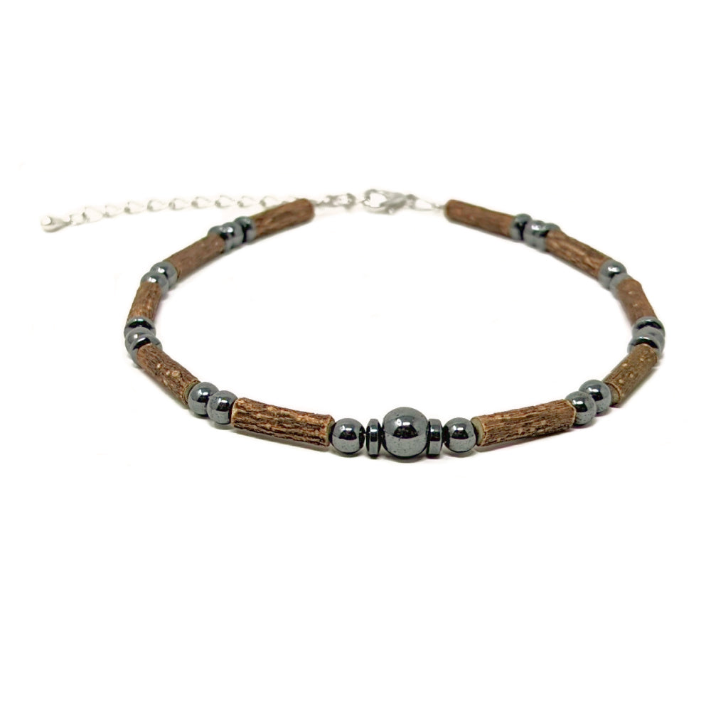 C12 | Hazel Wood & Hematite Ankle Bracelet