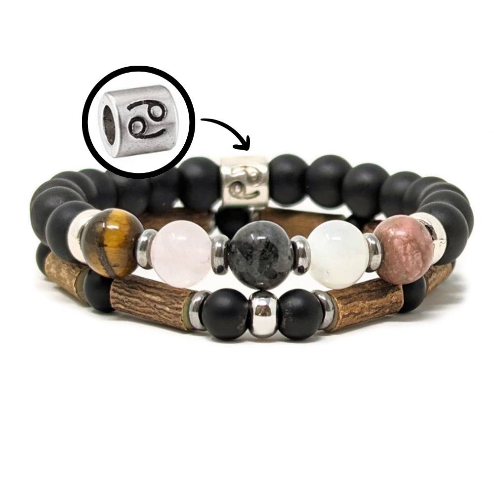 H04 | CANCER 8 mm Black Bracelet Duo