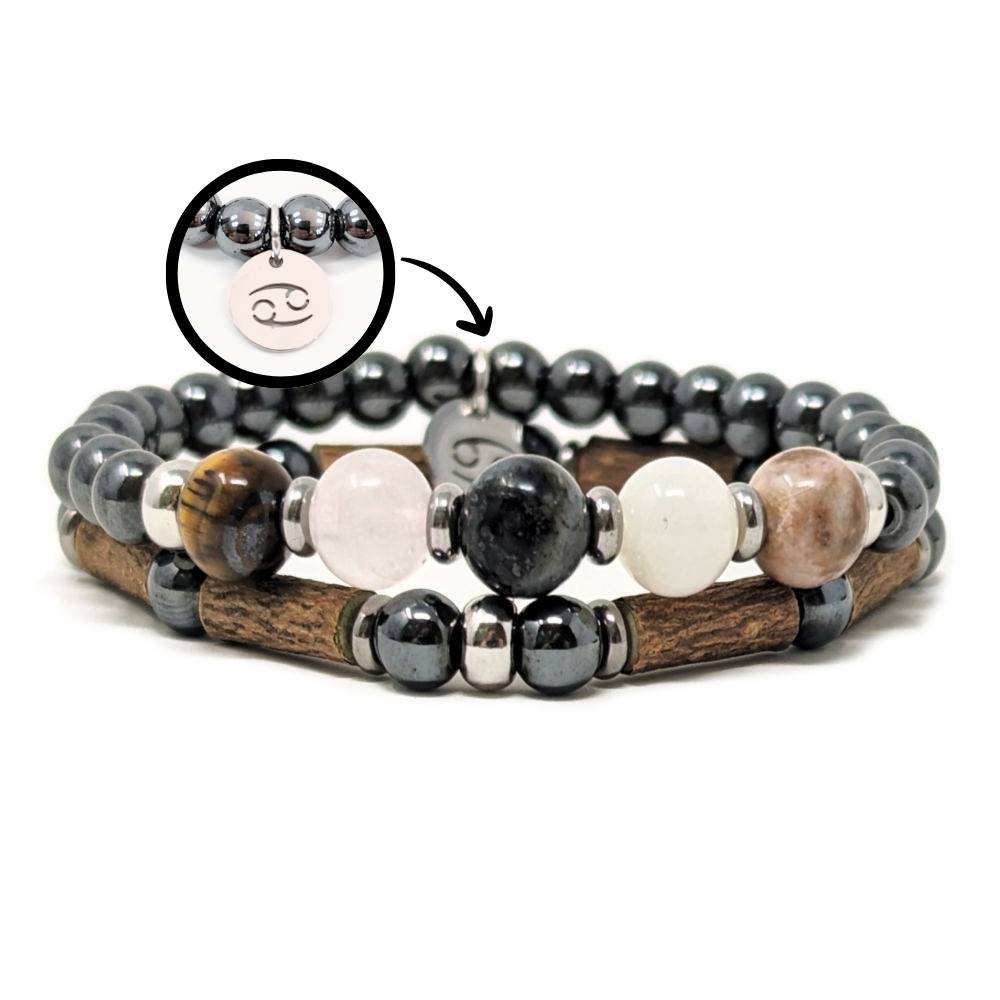 H04 | Duo de bracelets CANCER 6 mm hématite