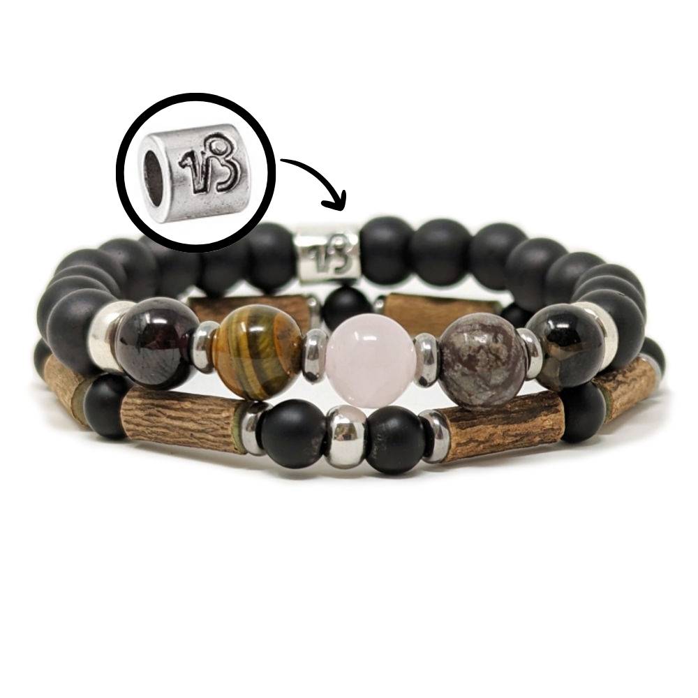 H10 | Duo de bracelets CAPRICORNE 8 mm noir