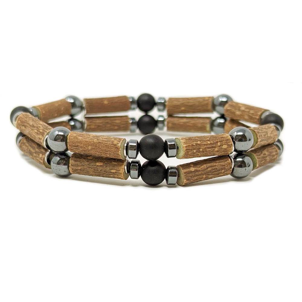 D17 | Hazel wood, black & hematite