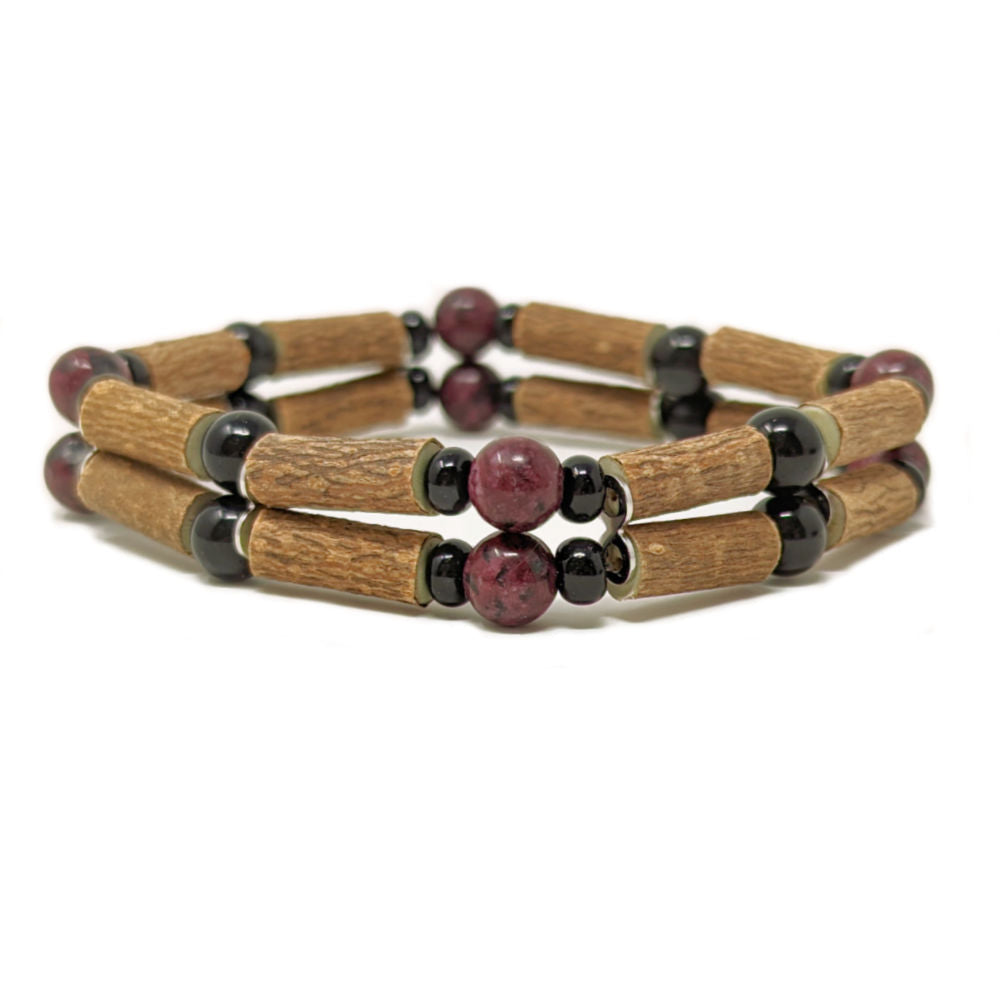 D21 | Hazel wood & burgundy sesame jasper