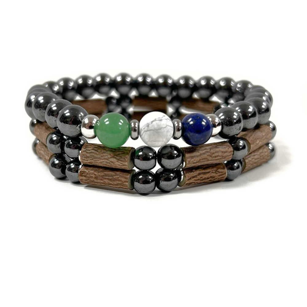 X61-XL | ANXIETY 8mm Bracelet Set for MEN - Pur Noisetier | Pure Hazelwood