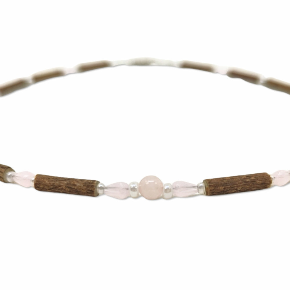 E01 | Hazel Wood & Rose Quartz Kid Necklace (4-10 Years)