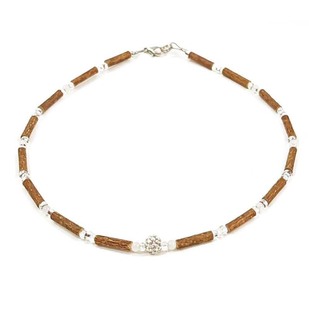 E05 | Hazel wood, white quartz & shamballa - Pur Noisetier | Pure Hazelwood