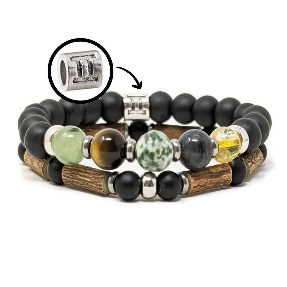 H03 | Duo de bracelets GÉMEAUX 8 mm noir