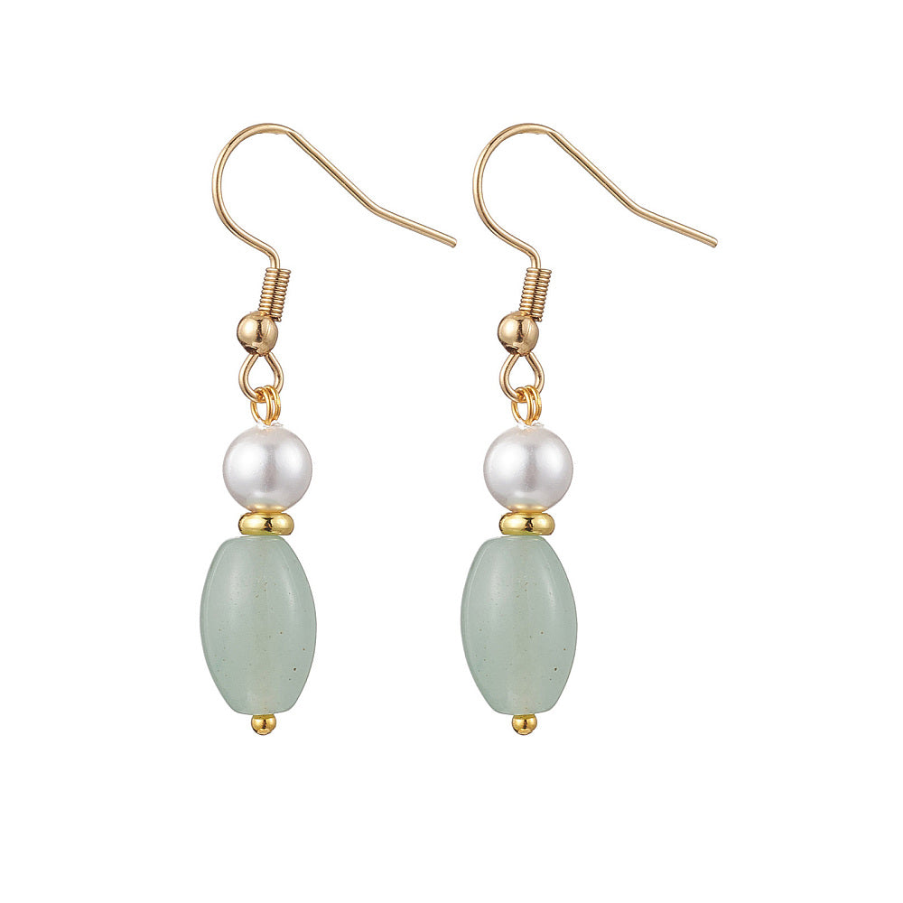 R09 | Boucles d'oreilles pendantes d'orée avec aventurine naturelle