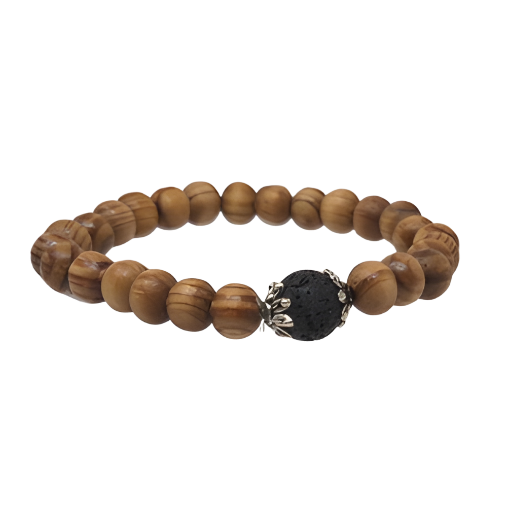S22 | Lava Stone and Wooden Bead Bracelet