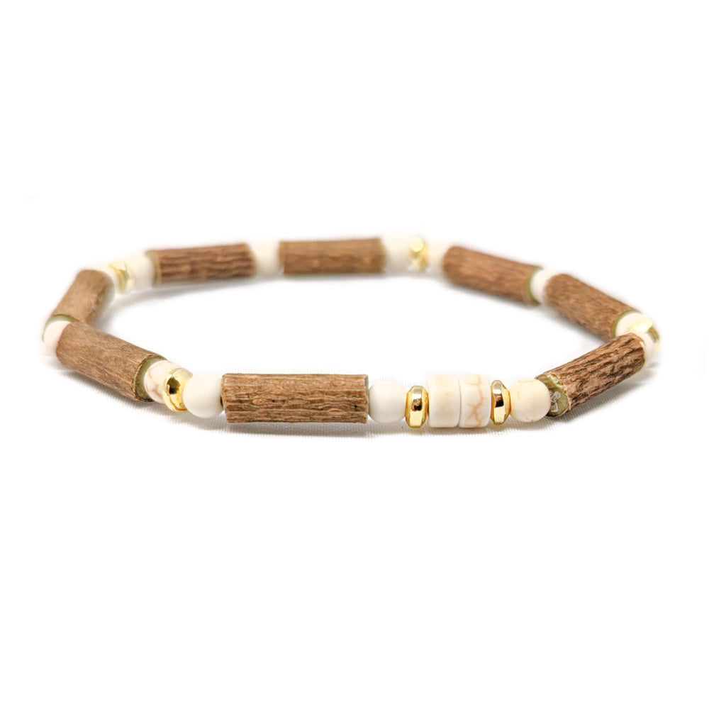 S01 | Hazel Wood, Beige & Gold Single Bracelet