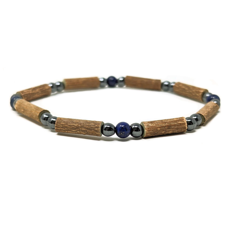 S15 | Hazel Wood, Lapis Lazuli & Hematite Single Bracelet