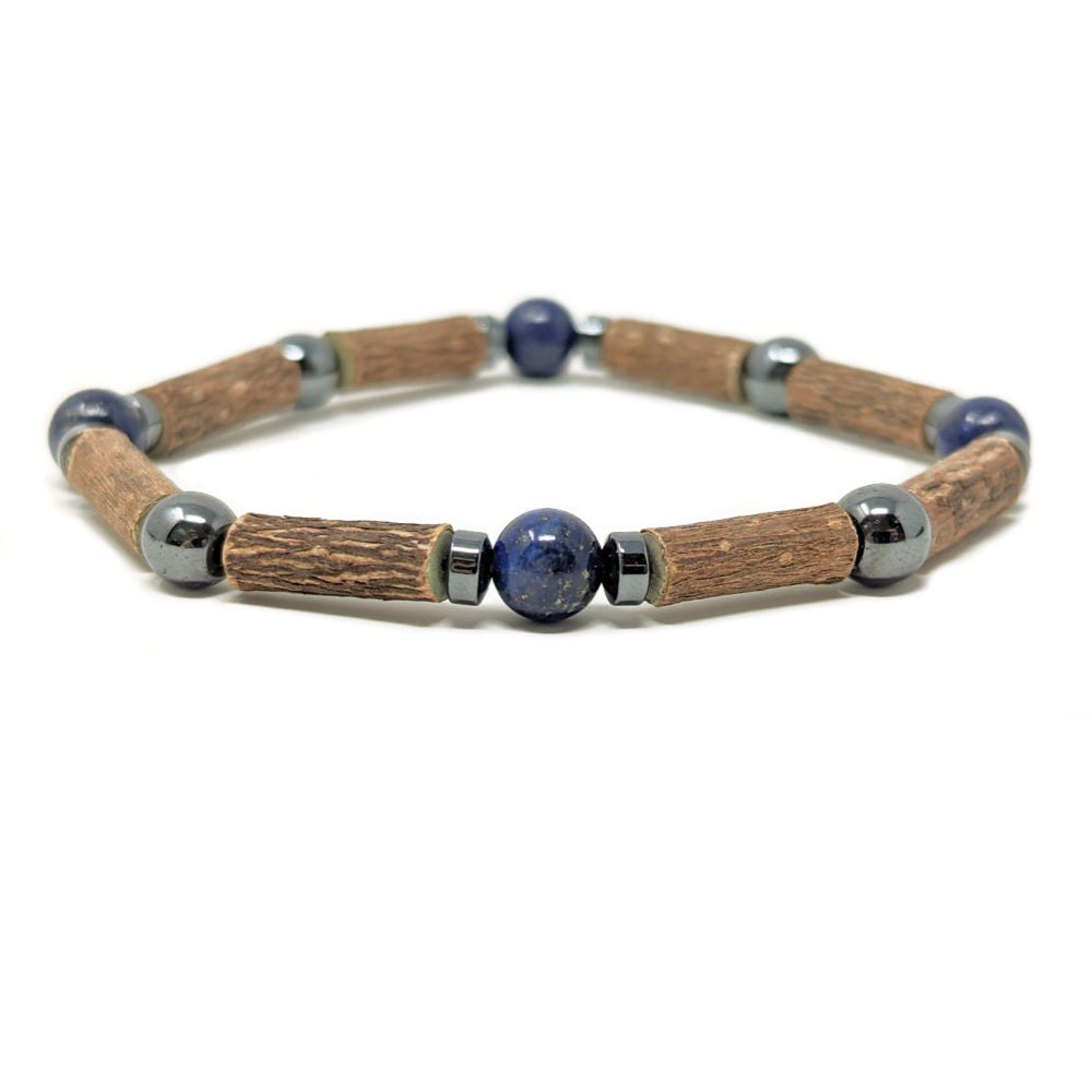 S18 | Hazel Wood, Lapis Lazuli & Hematite Single Bracelet