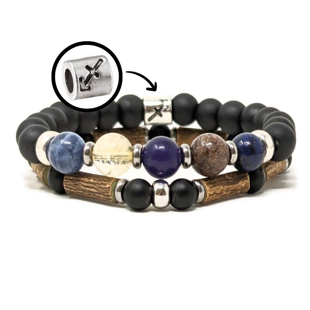 H09 | Duo de bracelets SAGITTAIRE 8 mm noir