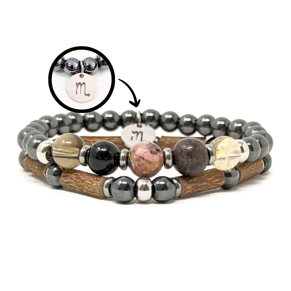 H08 | SCORPIO 6 mm Hematite Bracelet Duo