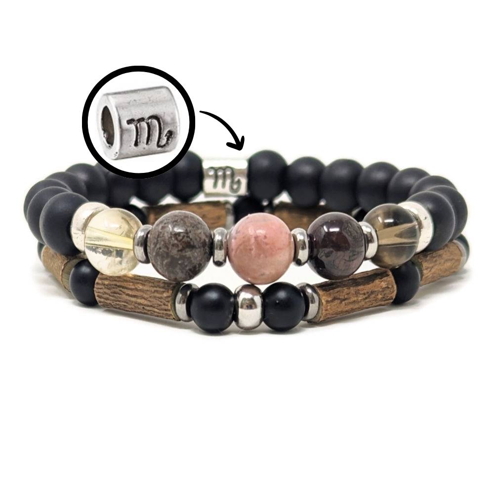 H08 | SCORPIO 6 mm Hematite Bracelet Duo