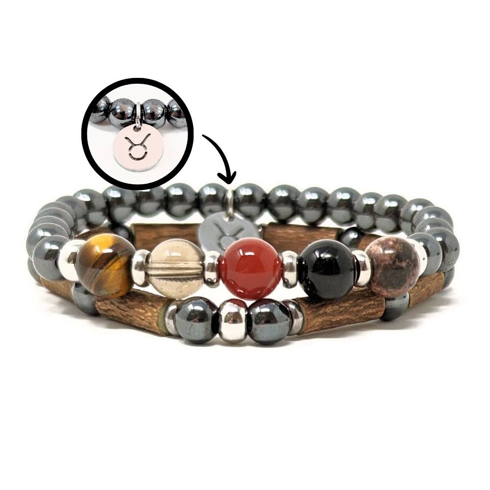 H02 | Duo de bracelets TAUREAU 6 mm hématite