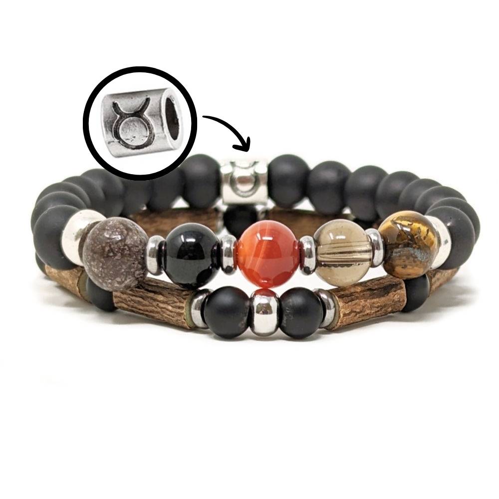 H02 | Duo de bracelets TAUREAU 8 mm noir