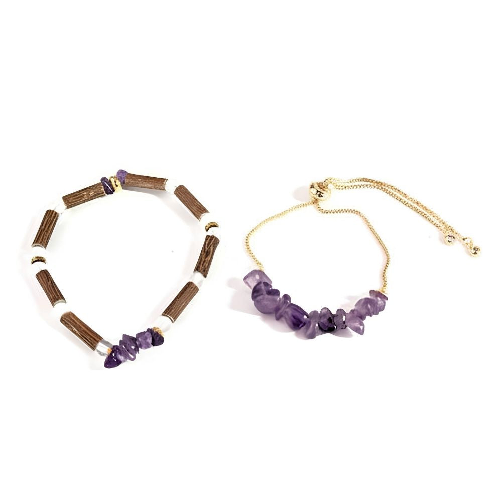 X25 | Amethyst Chip Golden Bracelets