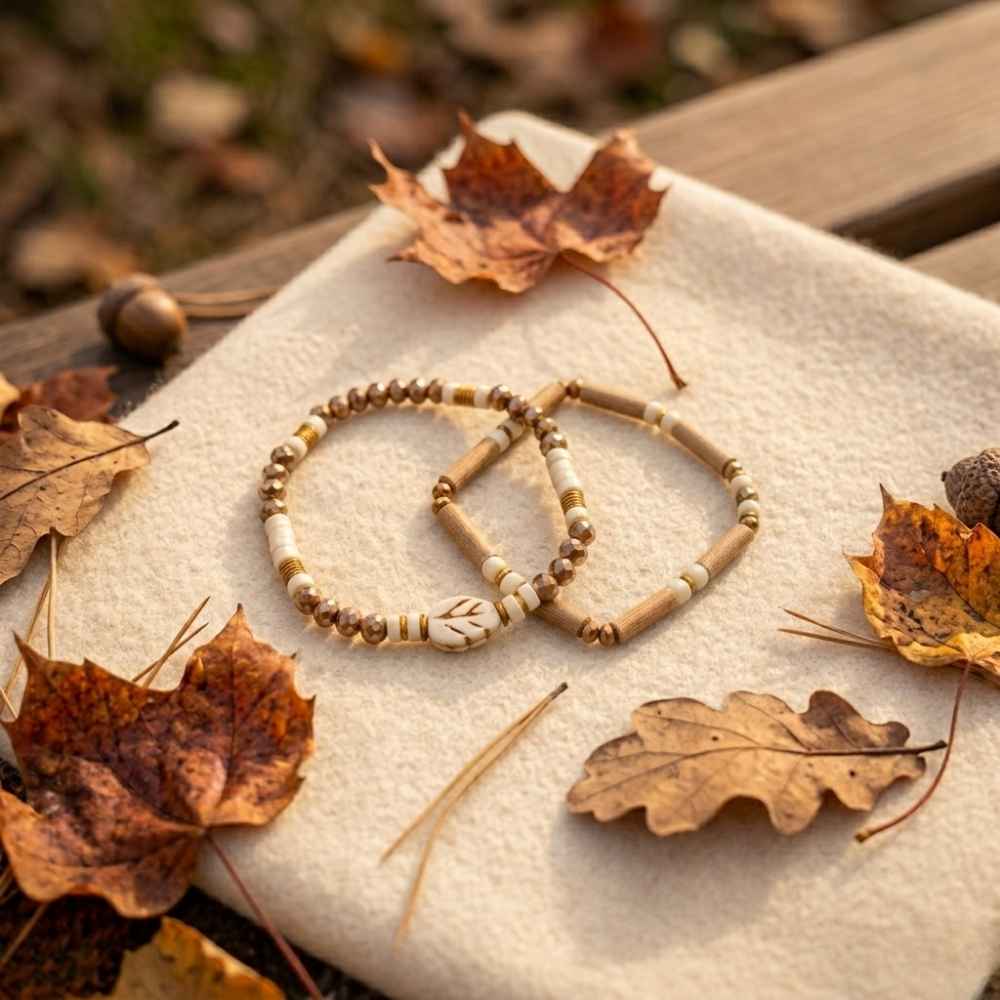 X54 | | Autumn Leaf Brown & White Bracelets